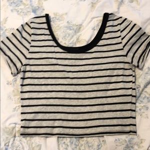 Wet Seal Grey Crop Top with Black Stripes